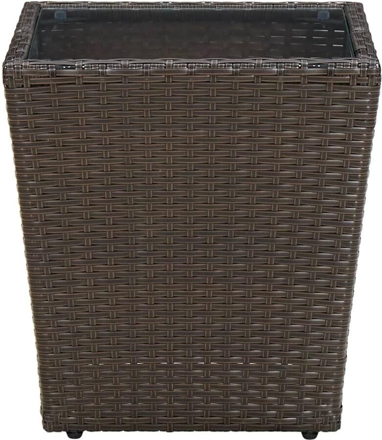 FIONERA Salontafel 41 5x41 5x44 cm poly rattan en gehard glas bruin