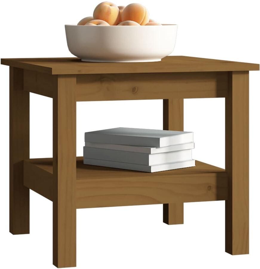 FIONERA Salontafel 45x45x40 cm massief grenenhout honingbruin