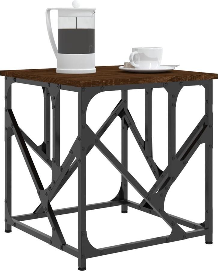 FIONERA Salontafel 45x45x47 5 cm bewerkt hout bruin eikenkleur