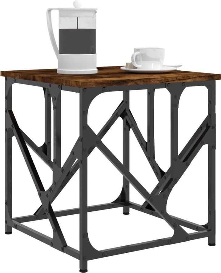 FIONERA Salontafel 45x45x47 5 cm bewerkt hout gerookt eikenkleurig