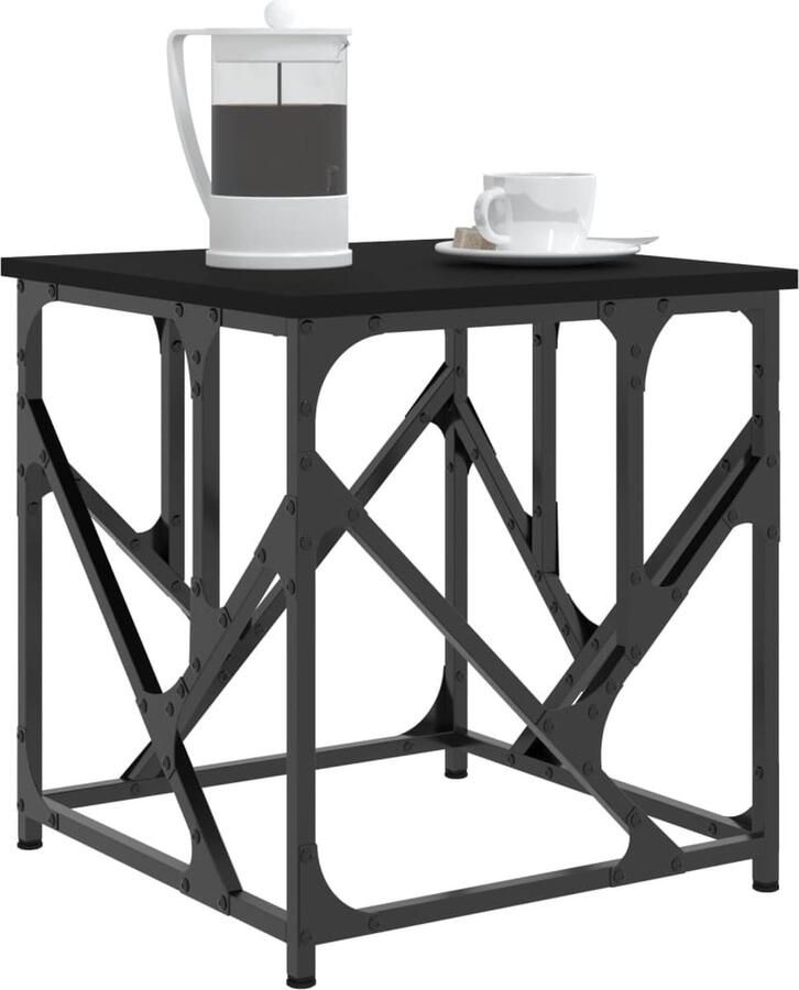 FIONERA Salontafel 45x45x47 5 cm bewerkt hout zwart