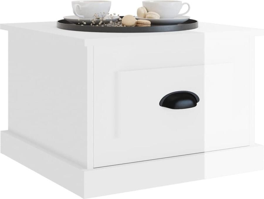 FIONERA Salontafel 50x50x35 cm bewerkt hout hoogglans wit