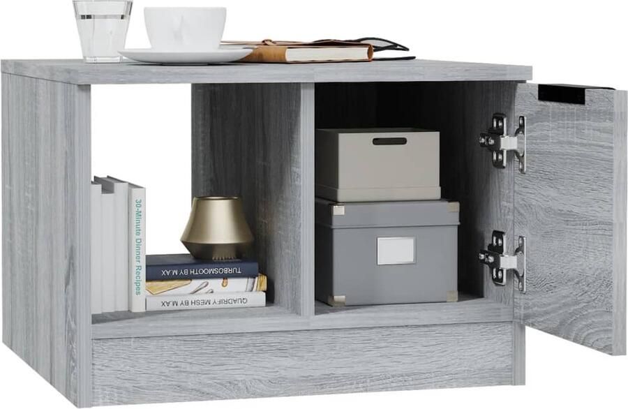 FIONERA Salontafel 50x50x36 cm bewerkt hout grijs sonoma eikenkleurig