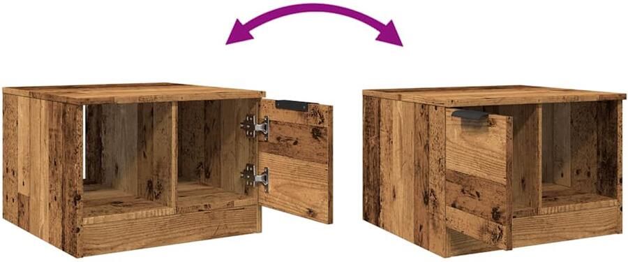 FIONERA Salontafel 50x50x36 cm bewerkt hout oud houtkleurig