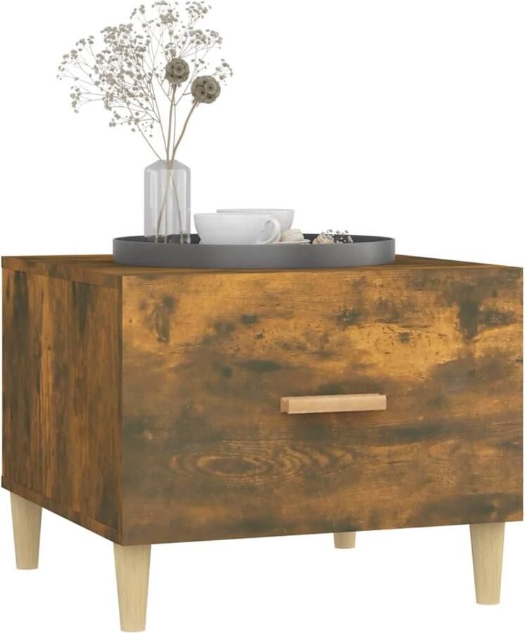 FIONERA Salontafel 50x50x40 cm bewerkt hout gerookt eikenkleurig