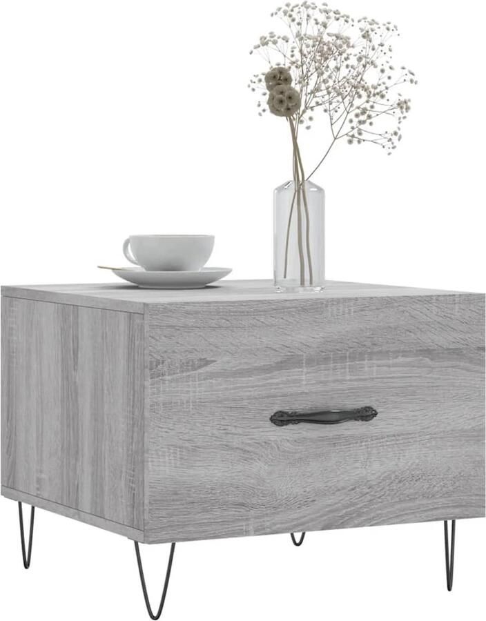 FIONERA Salontafel 50x50x40 cm bewerkt hout grijs sonoma eiken