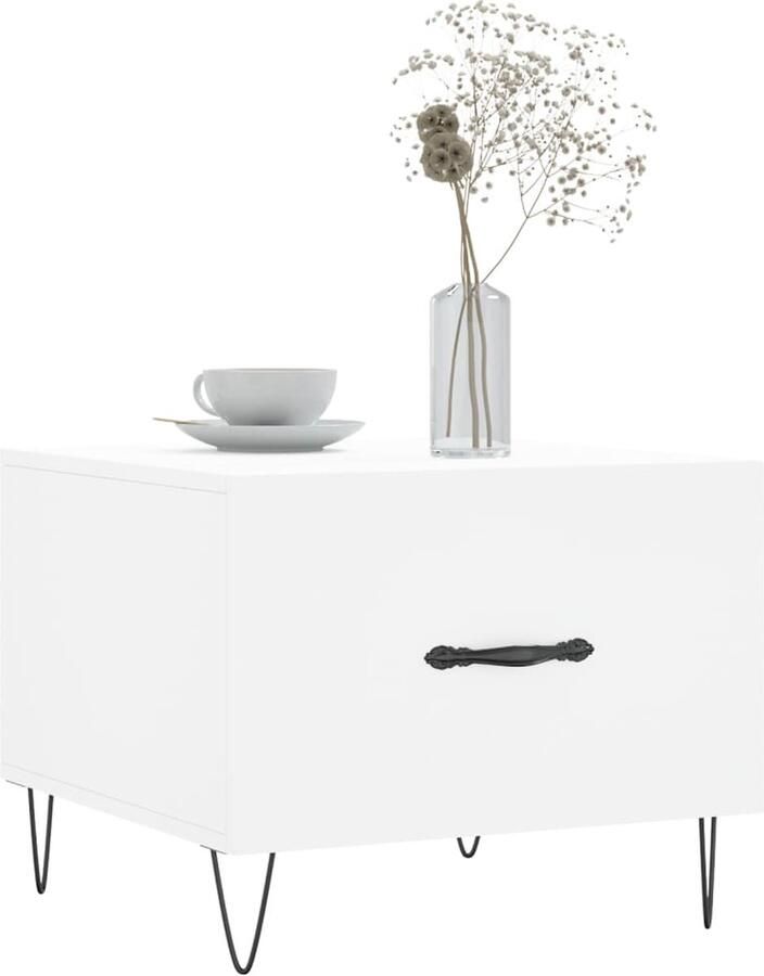 FIONERA Salontafel 50x50x40 cm bewerkt hout wit