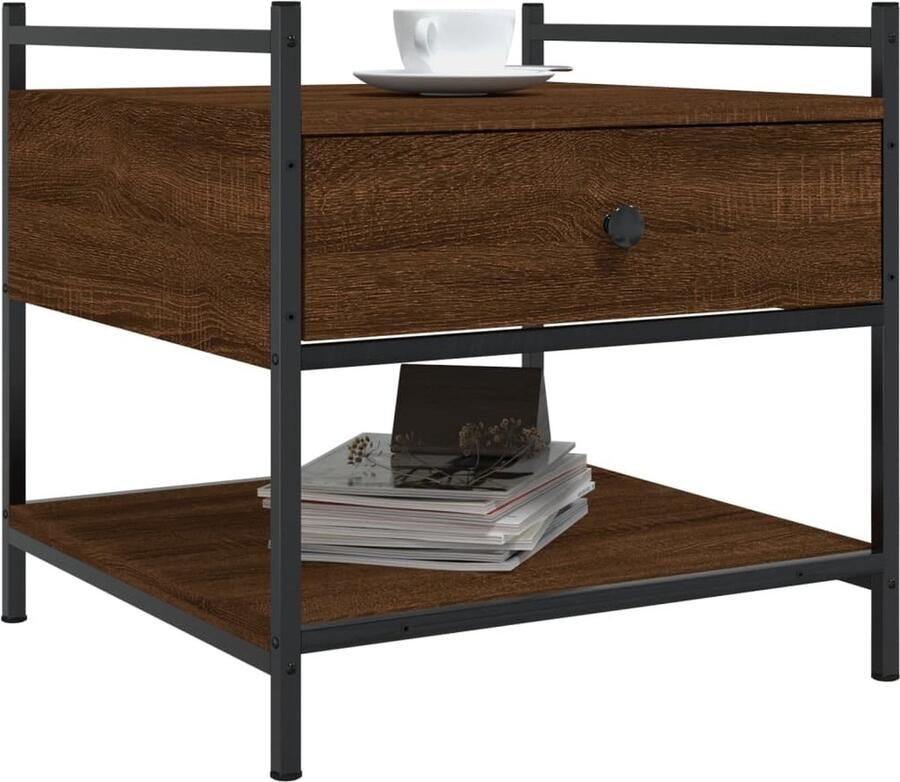 FIONERA Salontafel 50x50x50 cm bewerkt hout bruin eikenkleur