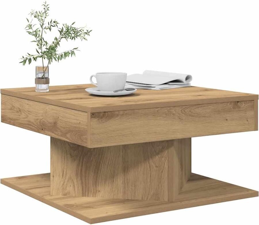 FIONERA Salontafel 55x55x30 cm bewerkt hout artisanaal eikenkleurig