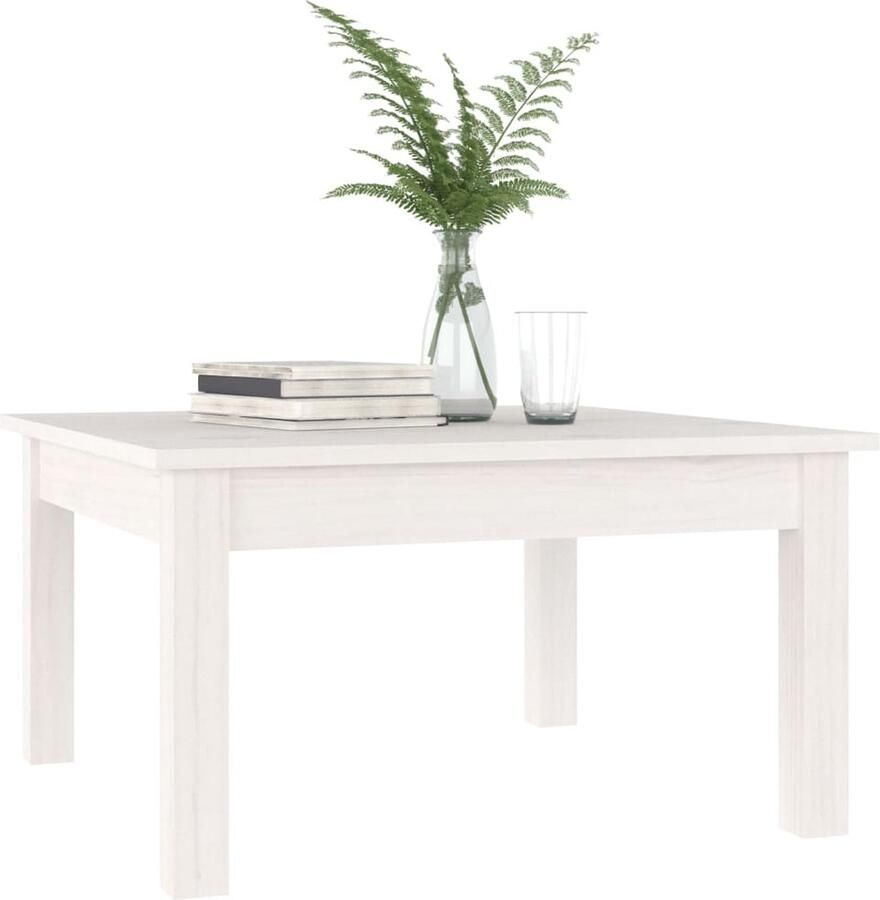 FIONERA Salontafel 55x55x30 cm massief grenenhout wit