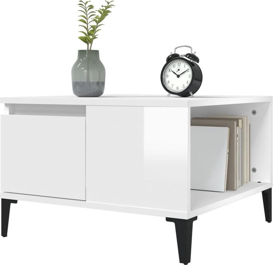 FIONERA Salontafel 55x55x36 5 cm bewerkt hout hoogglans wit