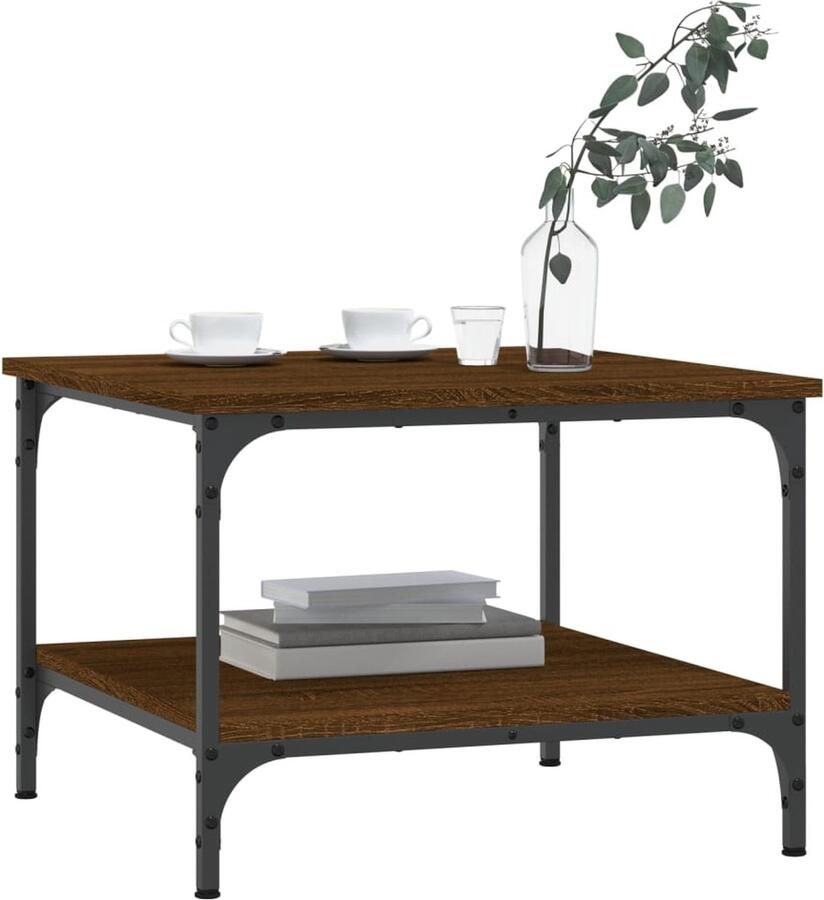 FIONERA Salontafel 55x55x40 cm bewerkt hout bruin eikenkleur