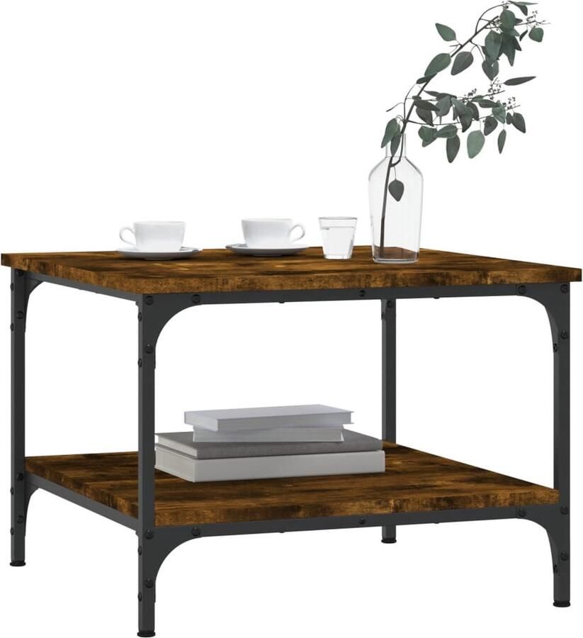 FIONERA Salontafel 55x55x40 cm bewerkt hout gerookt eikenkleurig