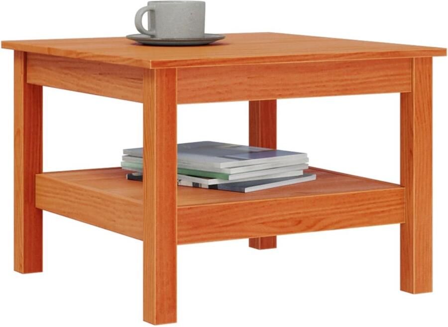 FIONERA Salontafel 55x55x40 cm massief grenenhout wasbruin