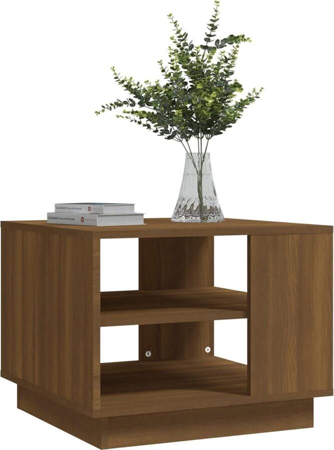 FIONERA Salontafel 55x55x43 cm bewerkt hout bruin eikenkleur