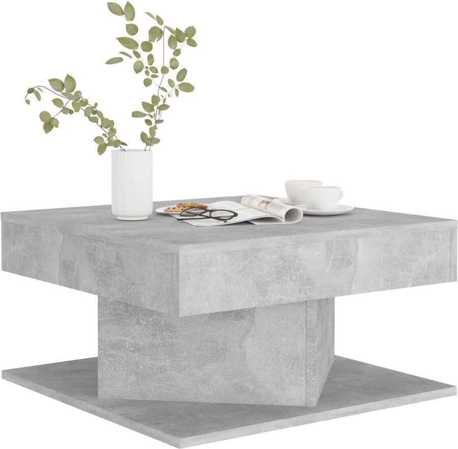 FIONERA Salontafel 57x57x30 cm bewerkt hout betongrijs