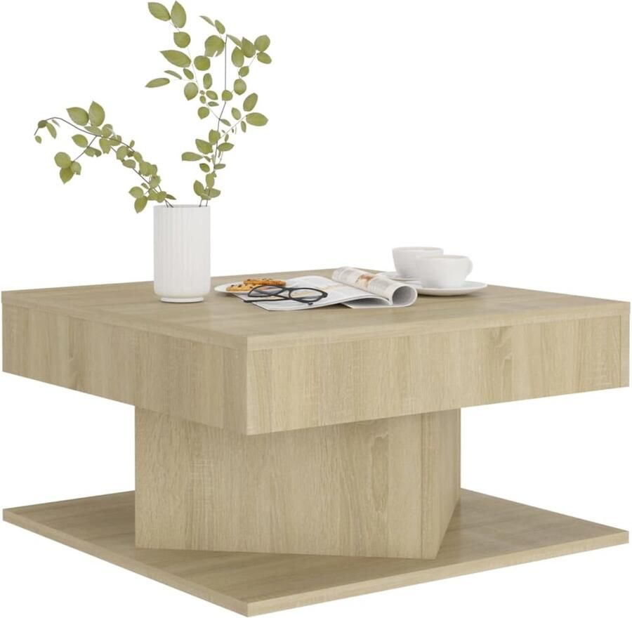 FIONERA Salontafel 57x57x30 cm bewerkt hout sonoma eikenkleurig