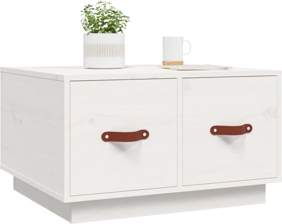 FIONERA Salontafel 60x53x35 cm massief grenenhout wit