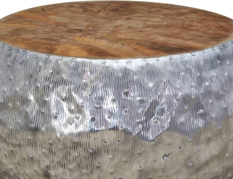 FIONERA Salontafel 60x60x30 cm aluminium teakhout