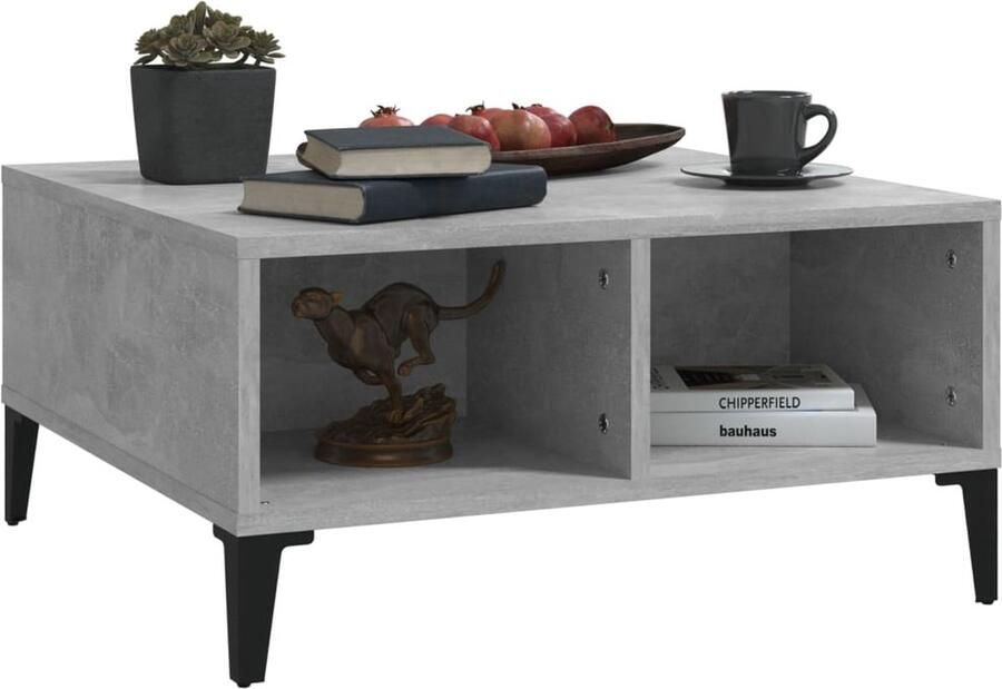 FIONERA Salontafel 60x60x30 cm bewerkt hout betongrijs