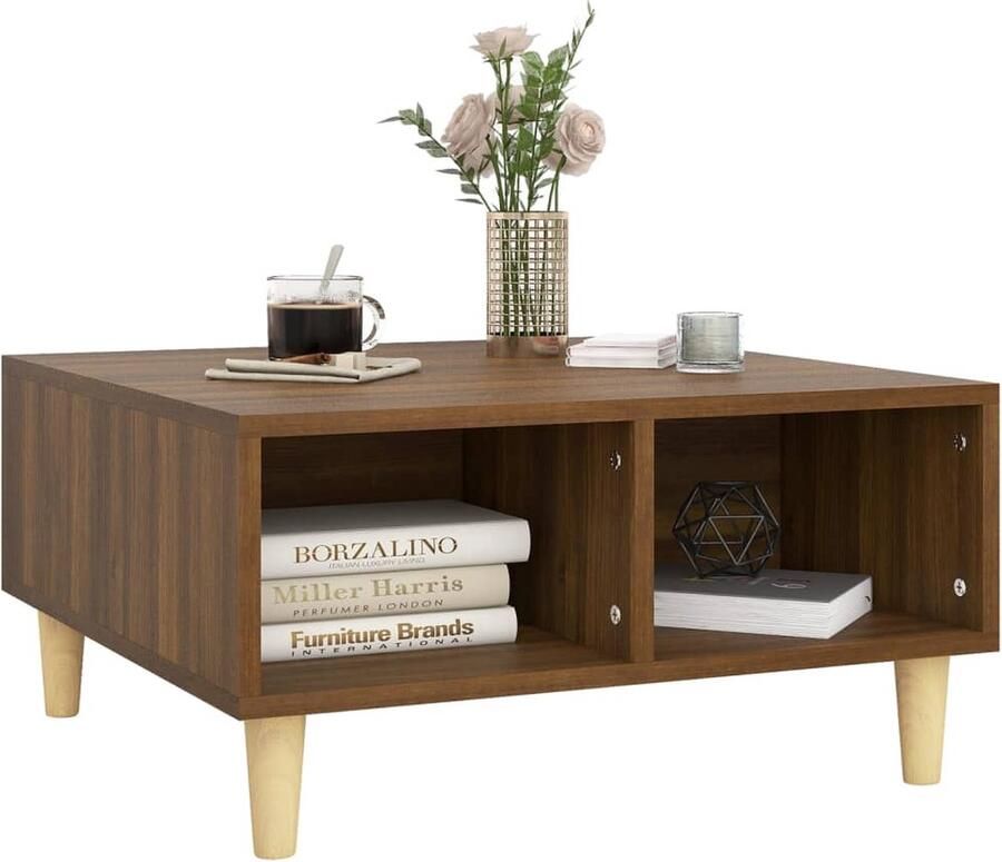 FIONERA Salontafel 60x60x30 cm bewerkt hout bruin eikenkleur