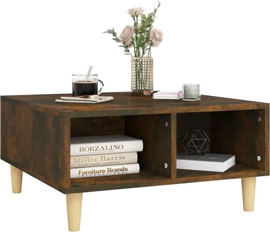 FIONERA Salontafel 60x60x30 cm bewerkt hout gerookt eikenkleurig