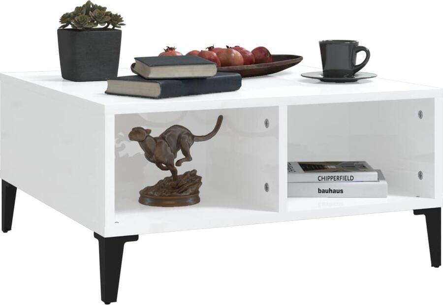 FIONERA Salontafel 60x60x30 cm bewerkt hout hoogglans wit