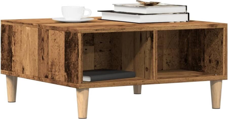 FIONERA Salontafel 60x60x30 cm bewerkt hout oud houtkleurig