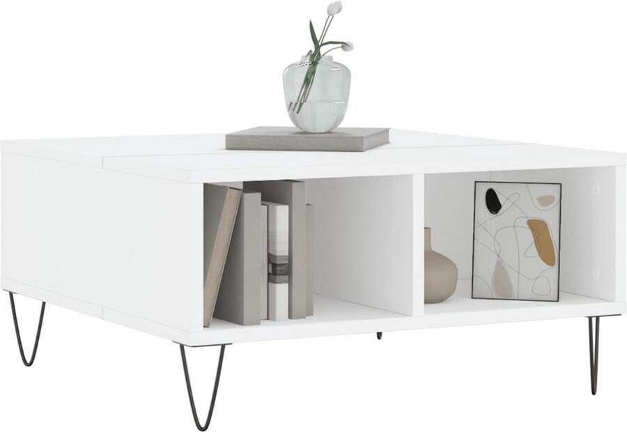 FIONERA Salontafel 60x60x30 cm bewerkt hout wit