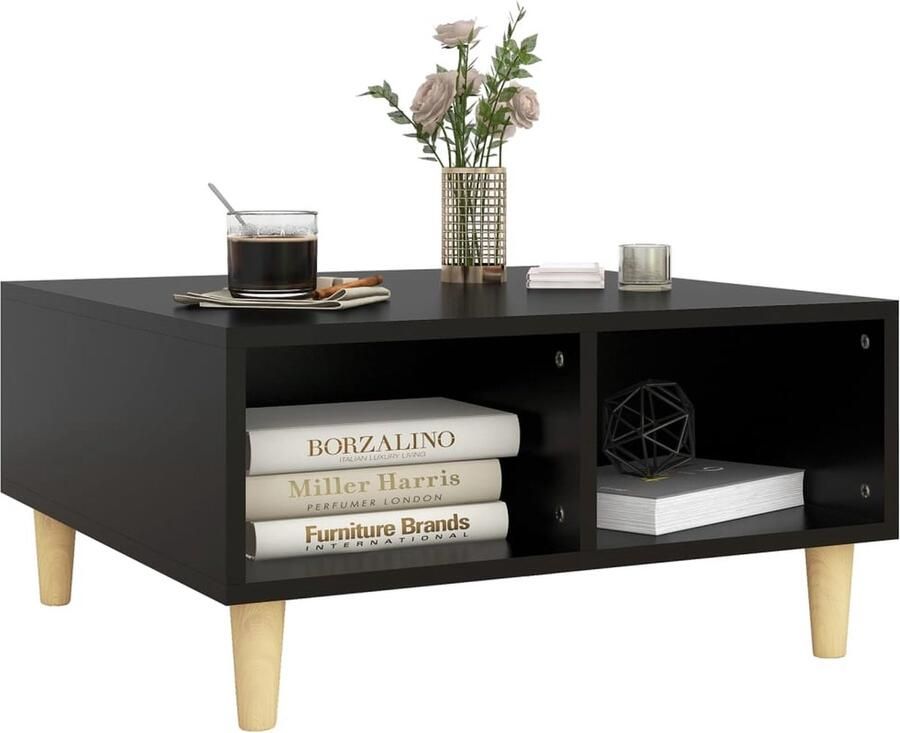 FIONERA Salontafel 60x60x30 cm bewerkt hout zwart