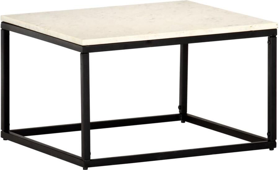 FIONERA Salontafel 60x60x35 cm echt steen met marmeren textuur wit