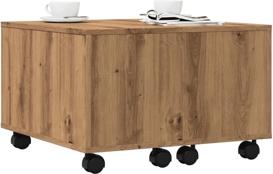 FIONERA Salontafel 60x60x38 cm bewerkt hout artisanaal eikenkleurig