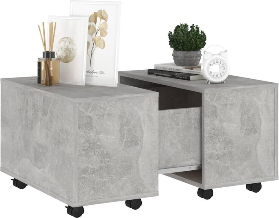 FIONERA Salontafel 60x60x38 cm bewerkt hout betongrijs