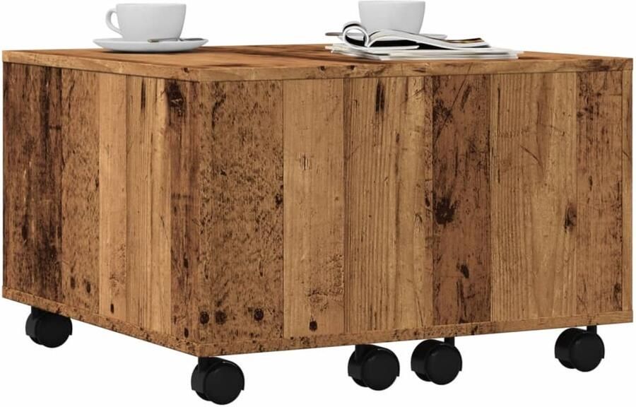 FIONERA Salontafel 60x60x38 cm bewerkt hout oud houtkleurig