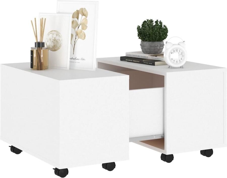 FIONERA Salontafel 60x60x38 cm bewerkt hout wit