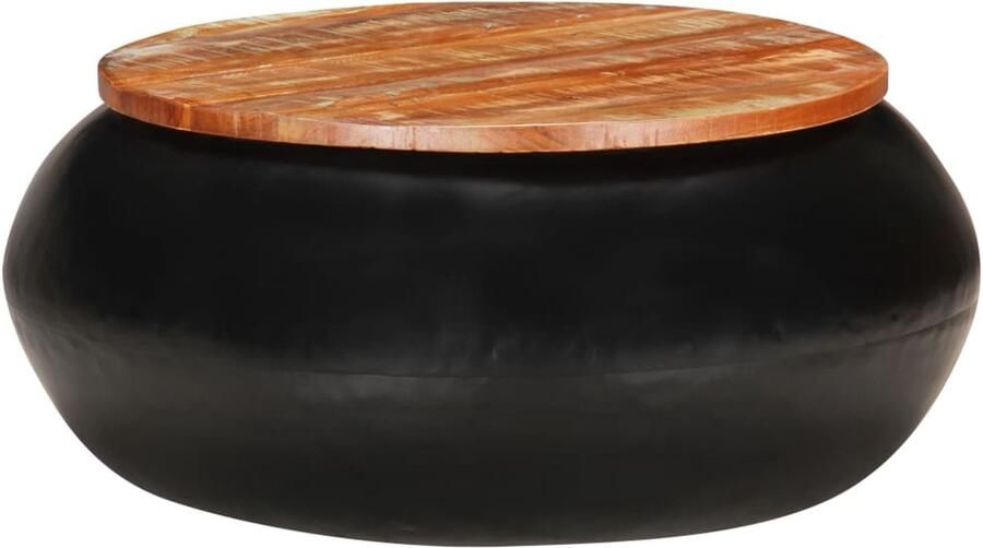 FIONERA Salontafel 68x68x30 cm massief gerecycled hout zwart