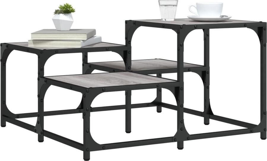 FIONERA Salontafel 68x68x40 cm bewerkt hout grijs sonoma eikenkleurig