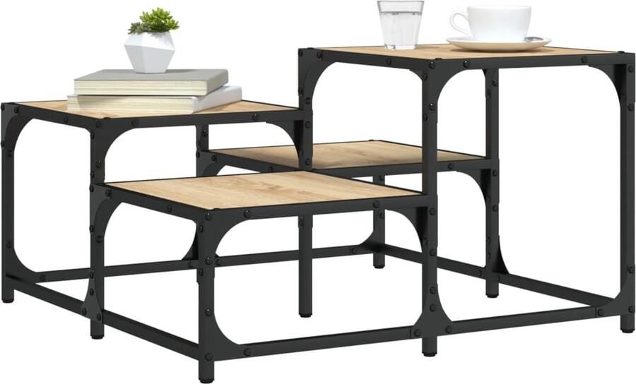 FIONERA Salontafel 68x68x40 cm bewerkt hout sonoma eikenkleurig