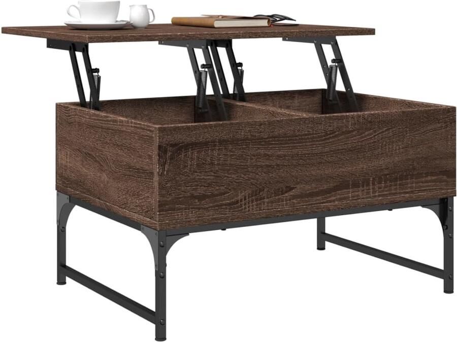 FIONERA Salontafel 70x50x40 cm bewerkt hout en metaal bruin eikenkleur