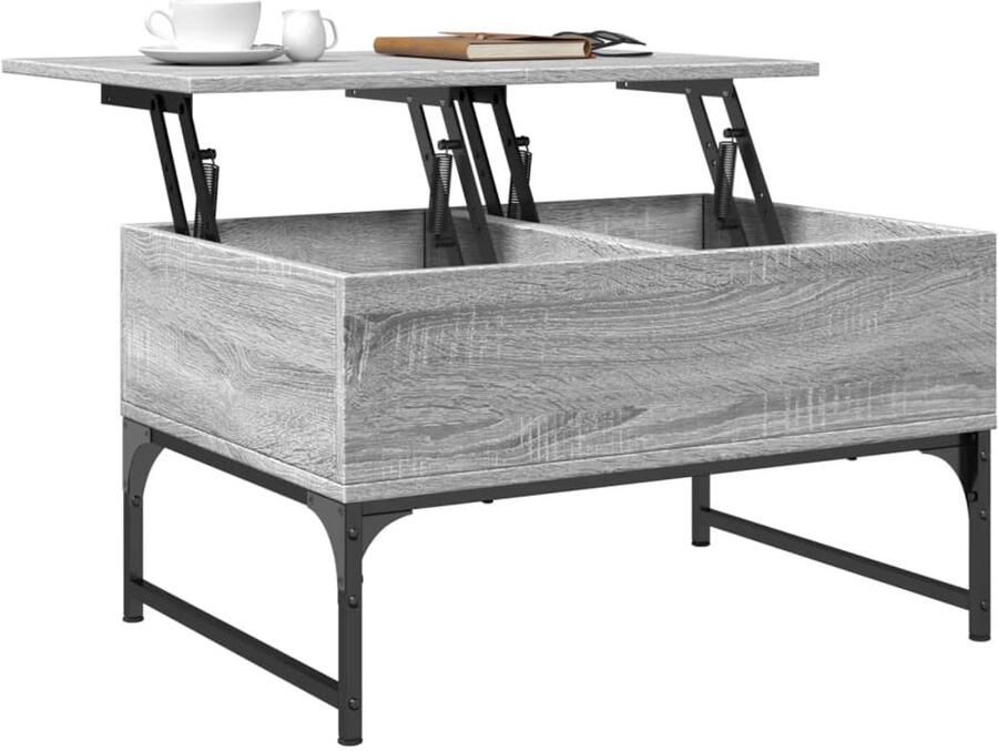 FIONERA Salontafel 70x50x40 cm bewerkt hout en metaal grijs sonoma