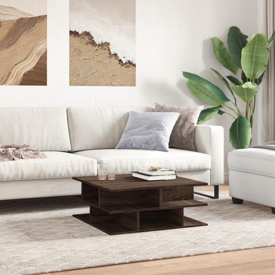 FIONERA Salontafel 70x70x29 cm bewerkt hout bruin eikenkleur