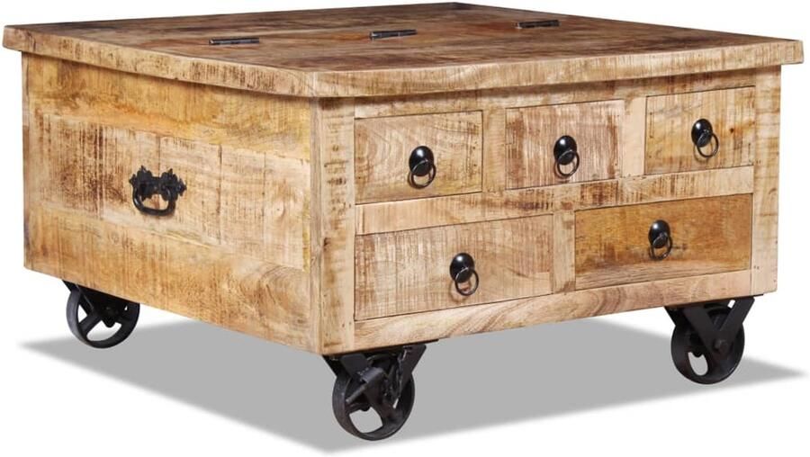 FIONERA Salontafel 70x70x40 cm ruw mangohout