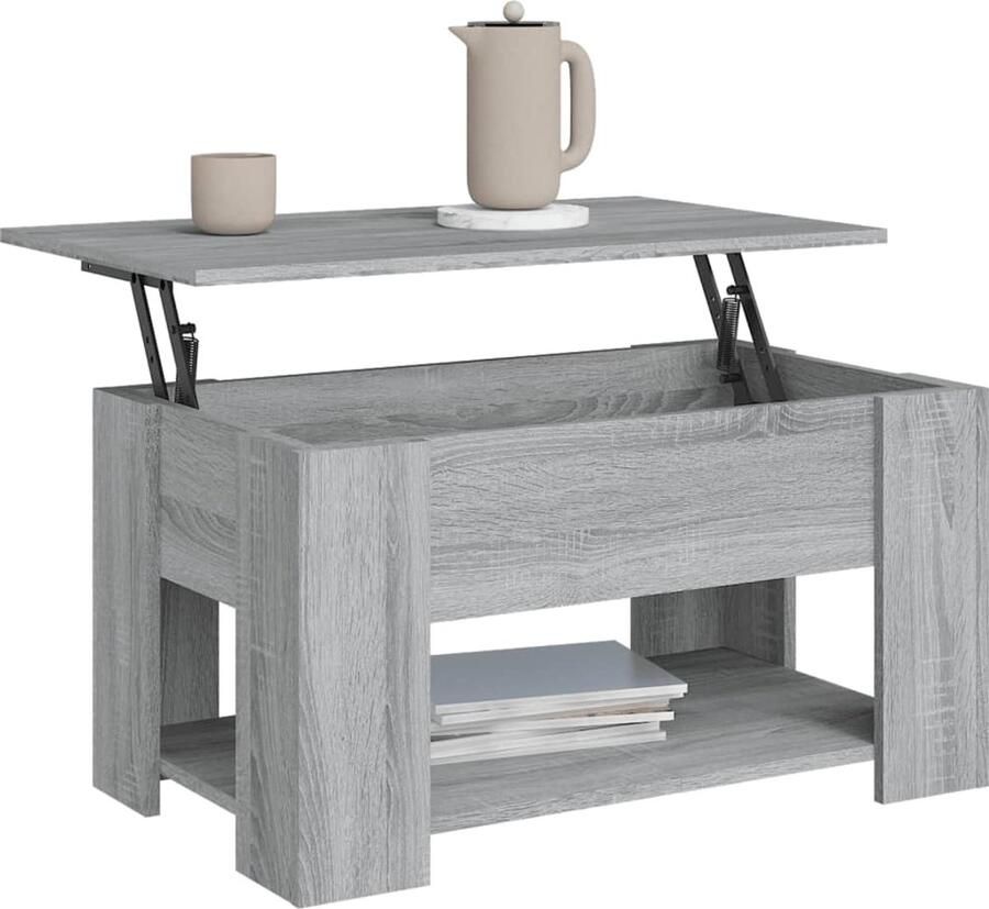 FIONERA Salontafel 79x49x41 cm bewerkt hout grijs sonoma eikenkleurig
