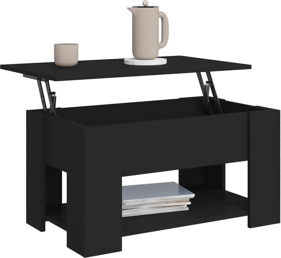 FIONERA Salontafel 79x49x41 cm bewerkt hout zwart