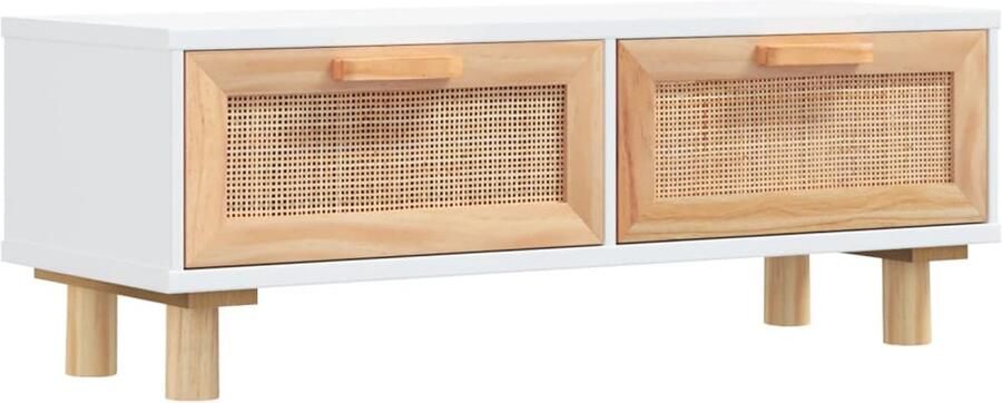 FIONERA Salontafel 80x40x30 cm bewerkt hout en grenenhout wit