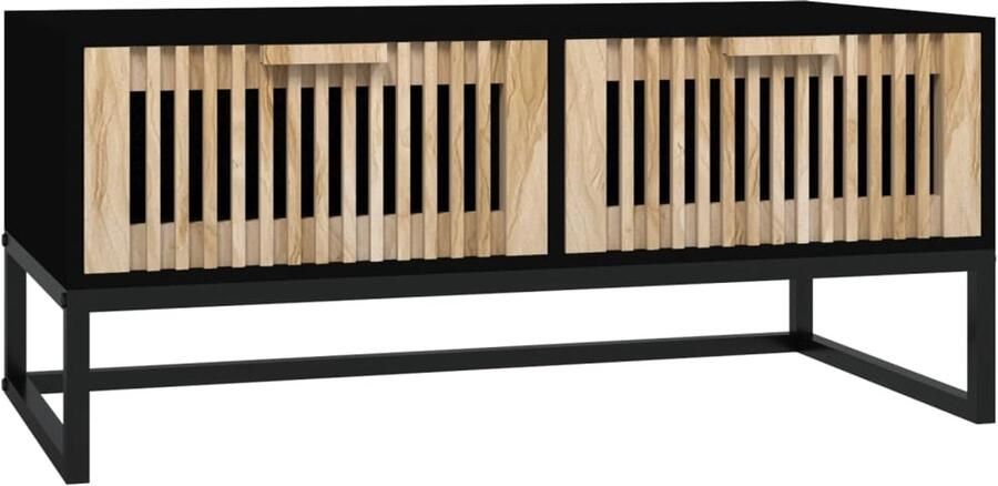 FIONERA Salontafel 80x40x35 cm bewerkt hout en ijzer zwart