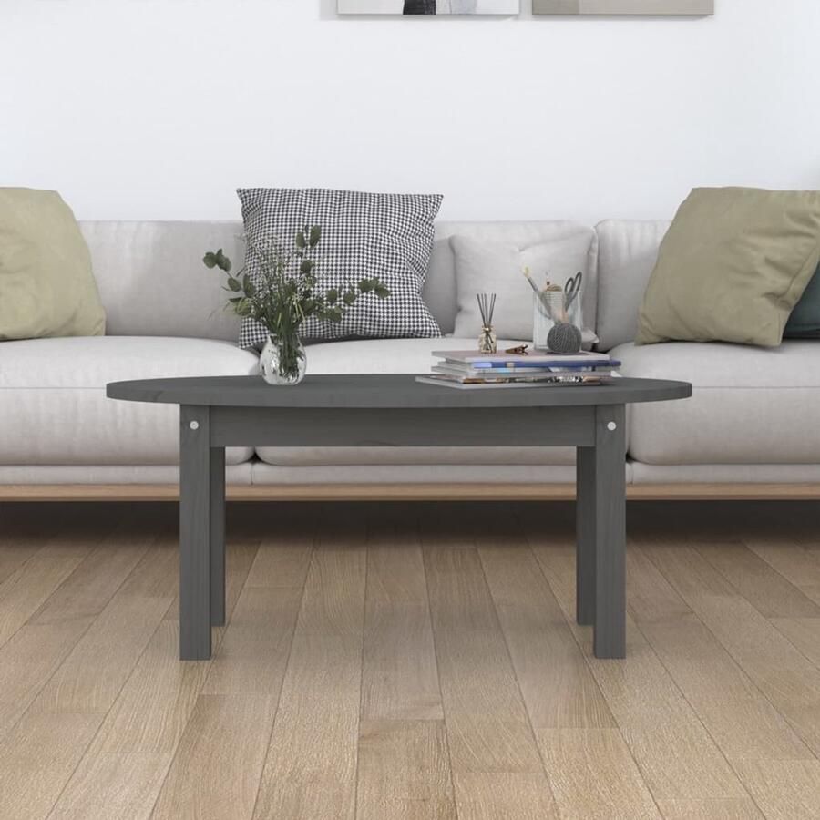 FIONERA Salontafel 80x40x35 cm massief grenenhout grijs