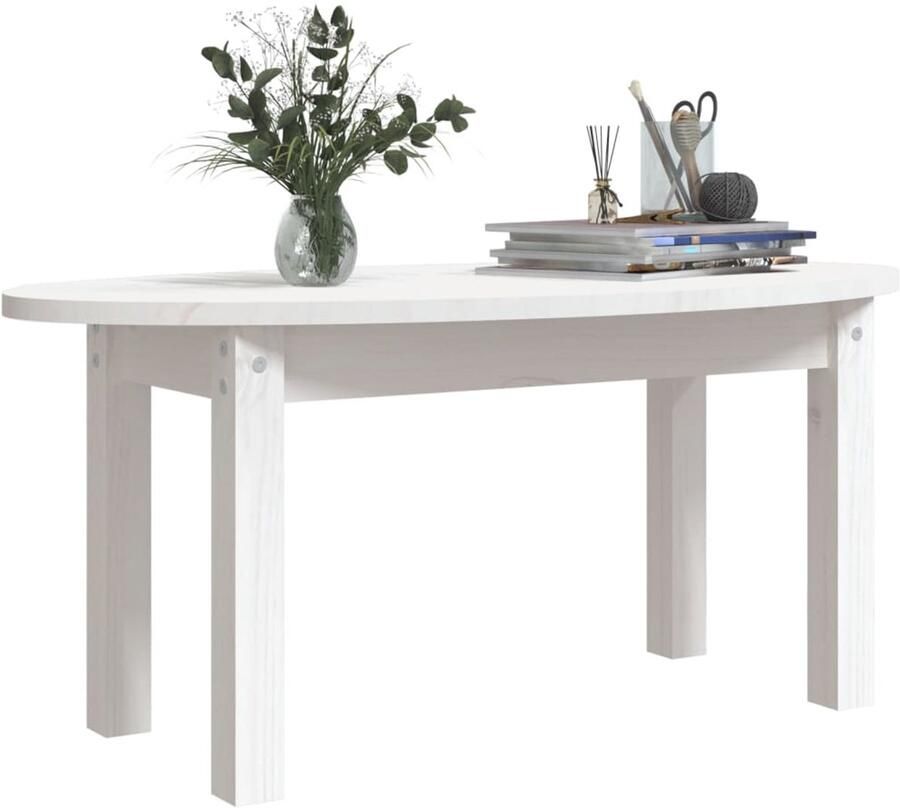 FIONERA Salontafel 80x40x35 cm massief grenenhout wit