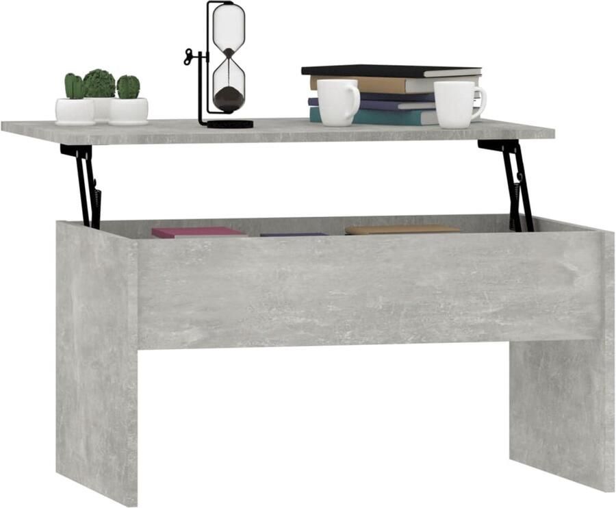 FIONERA Salontafel 80x50 5x41 5 cm bewerkt hout betongrijs