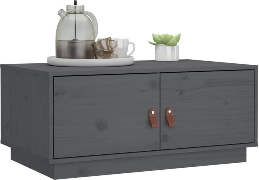 FIONERA Salontafel 80x50x35 cm massief grenenhout grijs